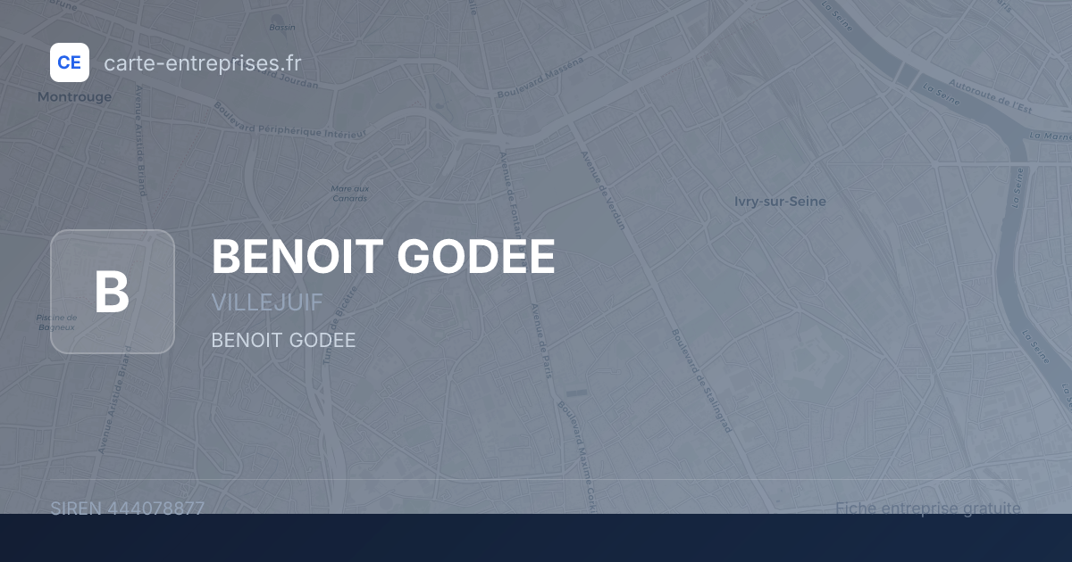 BENOIT GODEE — 444078877 — fiche entreprise