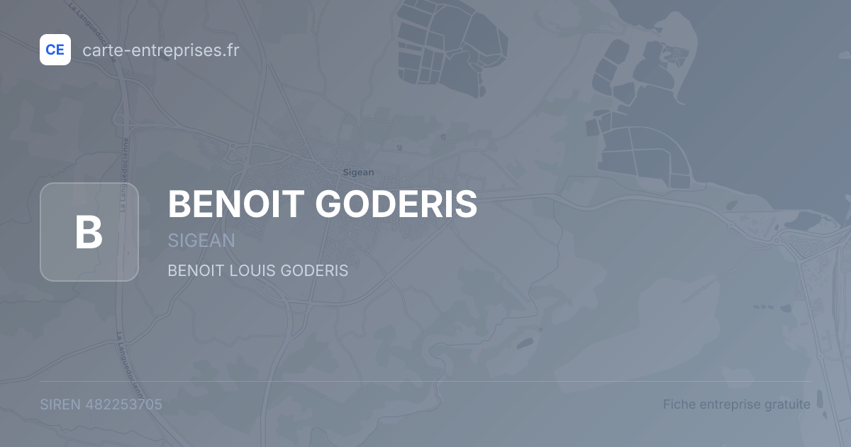 BENOIT GODERIS — 482253705 — fiche entreprise
