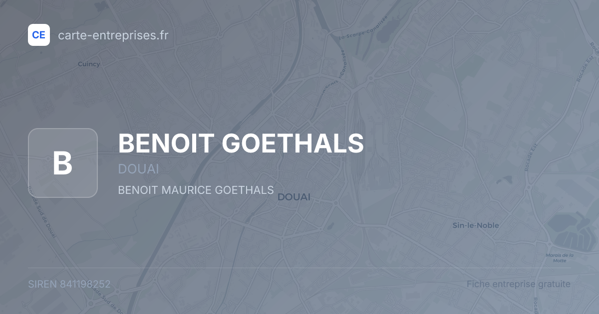 BENOIT GOETHALS — 841198252 — fiche entreprise