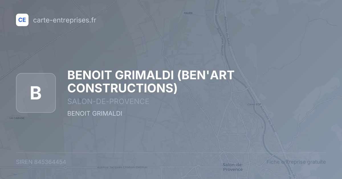 BENOIT GRIMALDI (BEN'ART CONSTRUCTIONS) — 845364454 — fiche entreprise