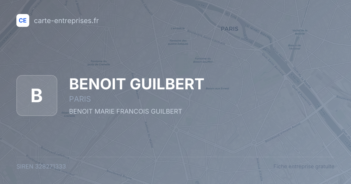 BENOIT GUILBERT — 328271333 — fiche entreprise