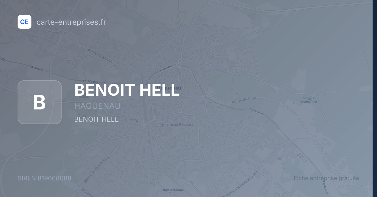 BENOIT HELL — 819668088 — fiche entreprise