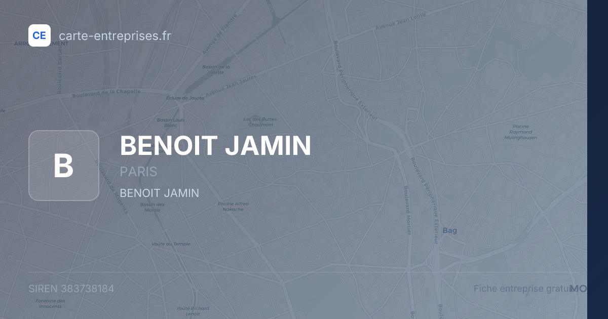 BENOIT JAMIN — 383738184 — fiche entreprise