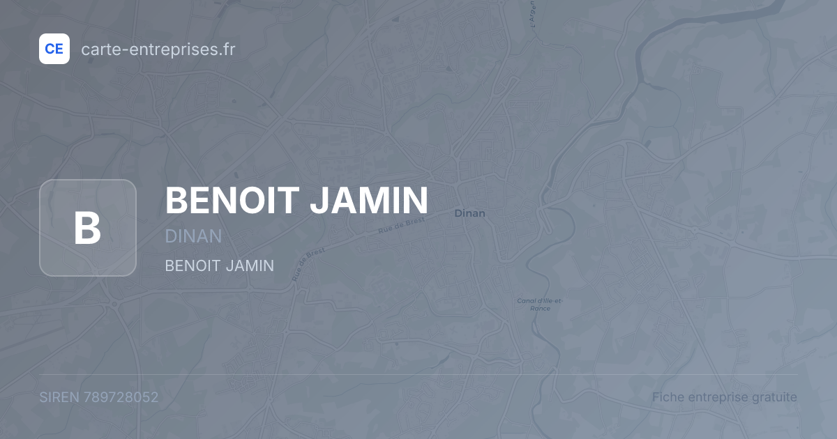 BENOIT JAMIN — 789728052 — fiche entreprise