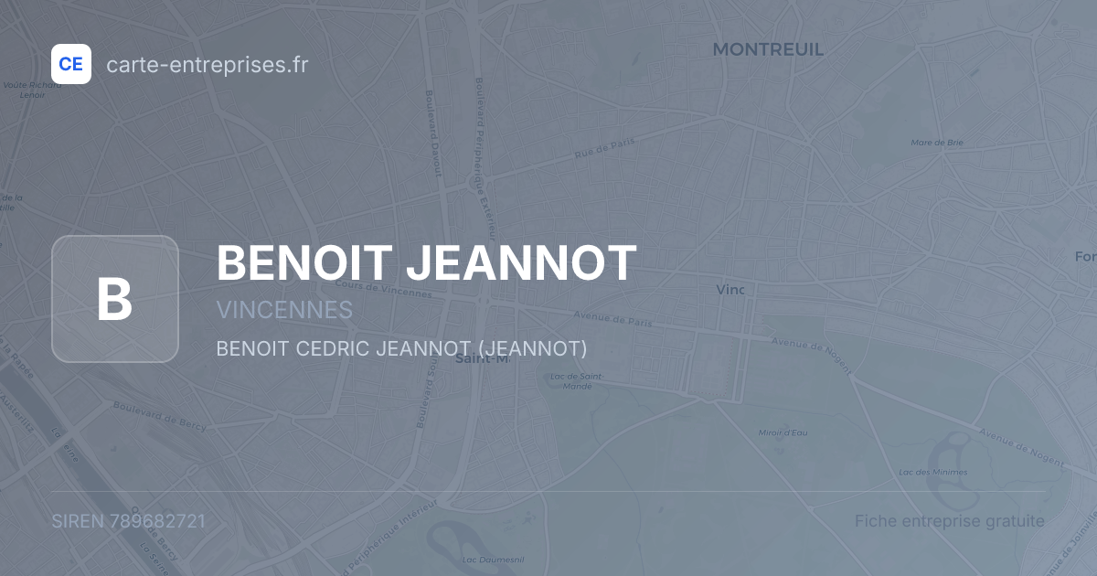 BENOIT JEANNOT — 789682721 — fiche entreprise