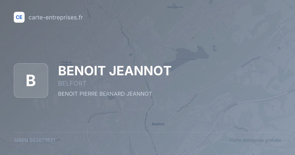 BENOIT JEANNOT — 893877621 — fiche entreprise