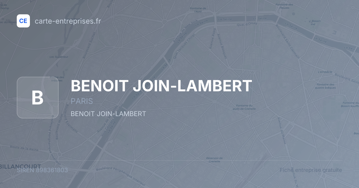 BENOIT JOIN-LAMBERT — 898361803 — fiche entreprise