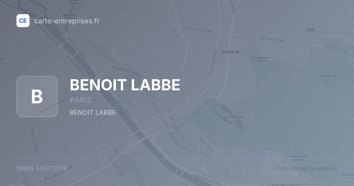BENOIT LABBE — 345273528 — fiche entreprise