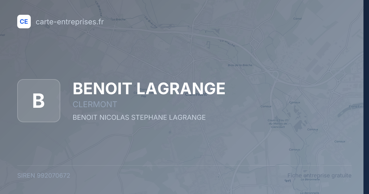 BENOIT LAGRANGE — 992070672 — fiche entreprise