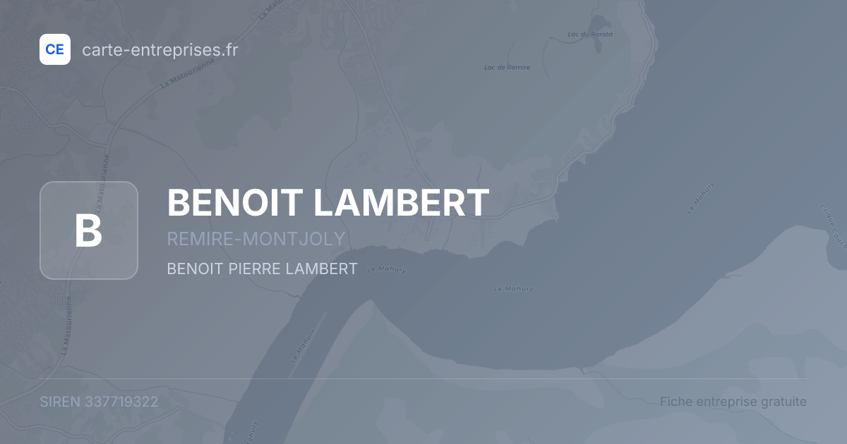 BENOIT LAMBERT — 337719322 — fiche entreprise