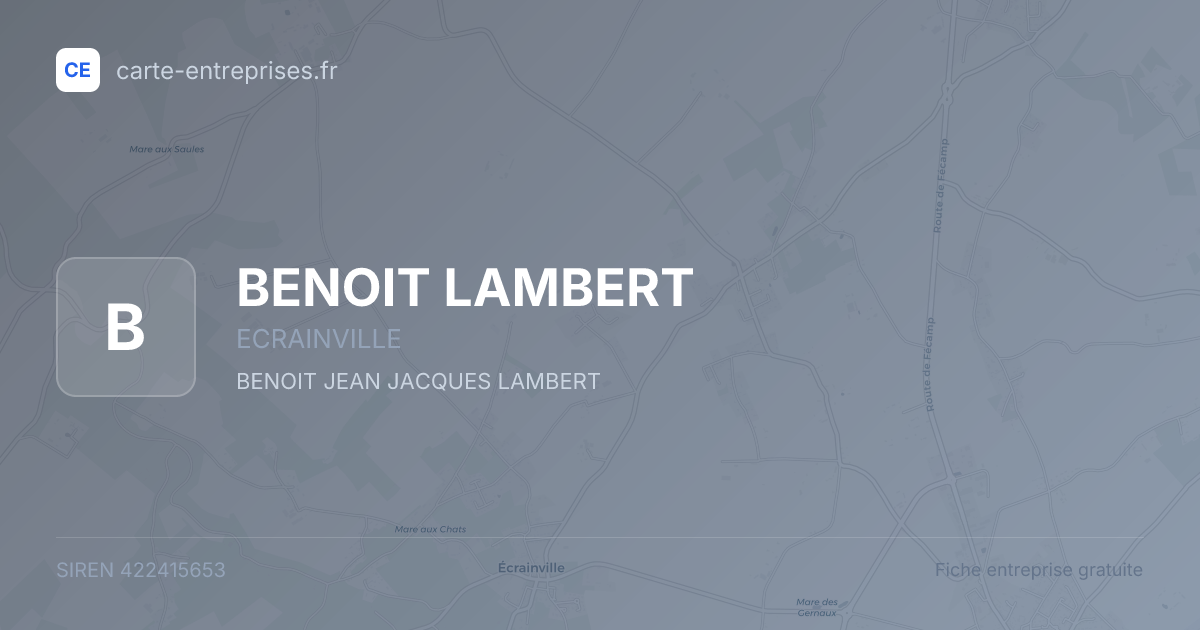 BENOIT LAMBERT — 422415653 — fiche entreprise