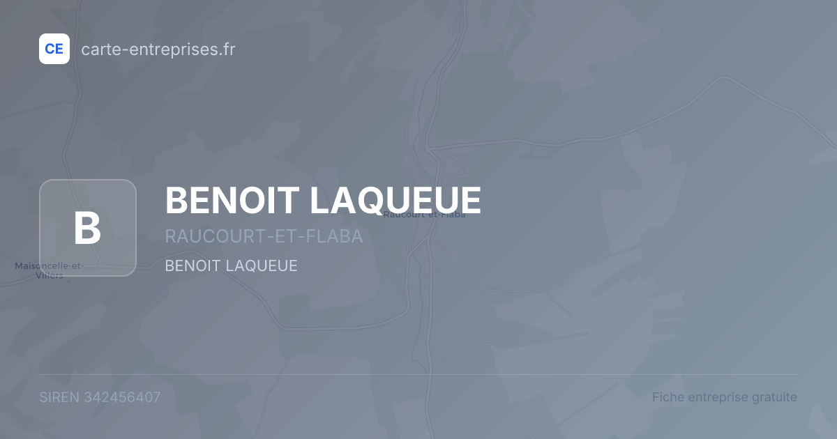 BENOIT LAQUEUE — 342456407 — fiche entreprise