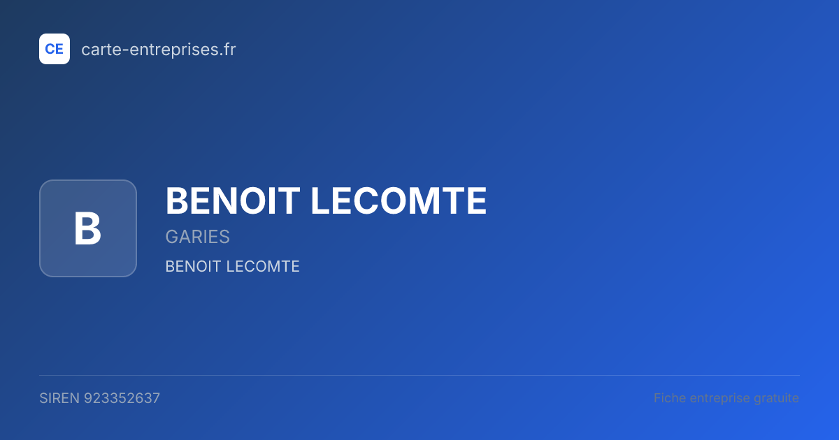 BENOIT LECOMTE — 923352637 — fiche entreprise