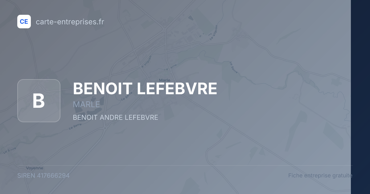 BENOIT LEFEBVRE — 417666294 — fiche entreprise