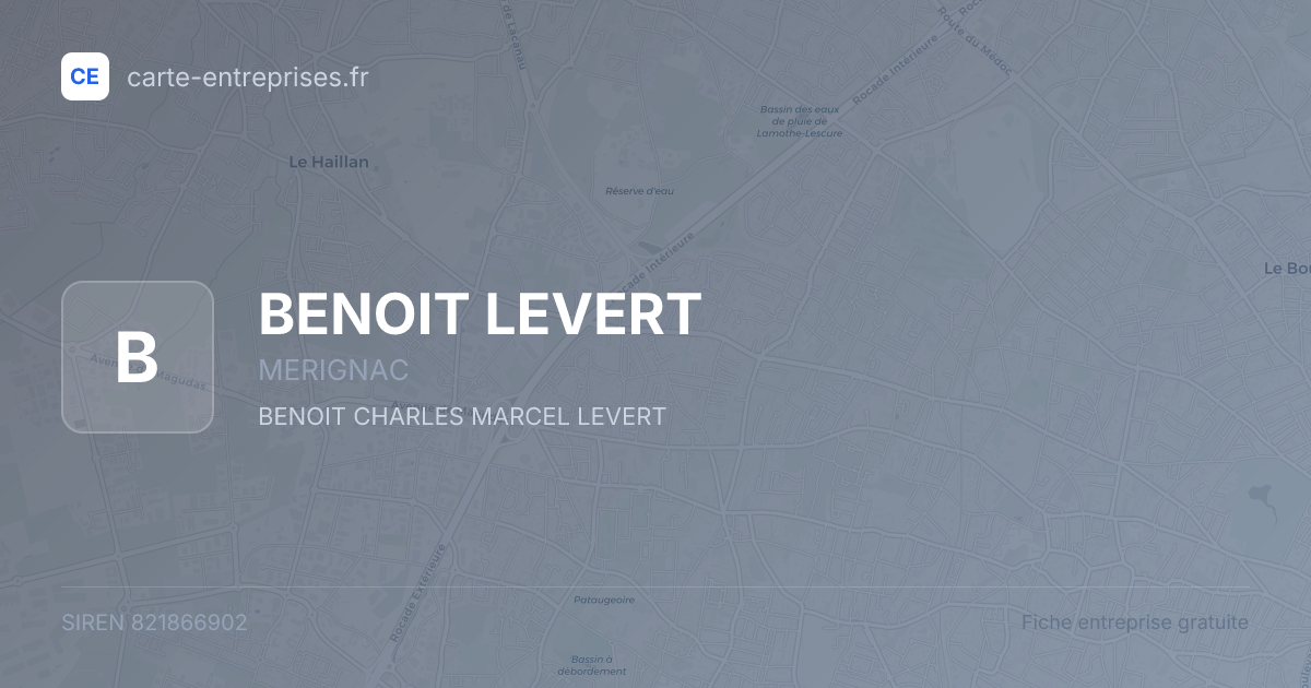 BENOIT LEVERT — 821866902 — fiche entreprise