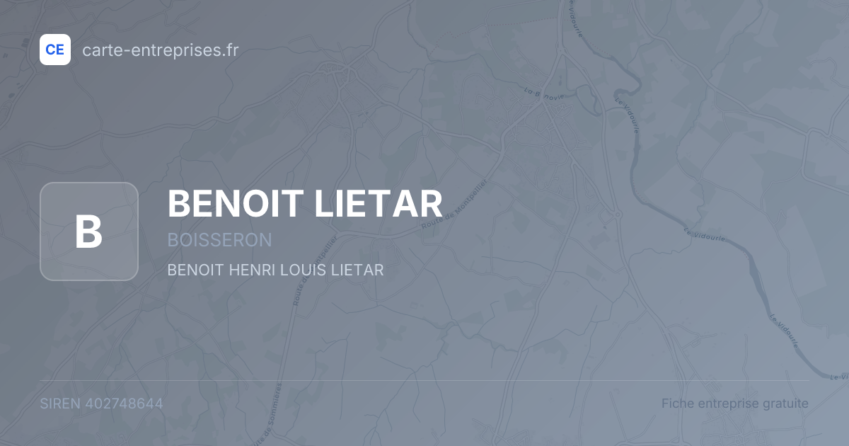 BENOIT LIETAR — 402748644 — fiche entreprise