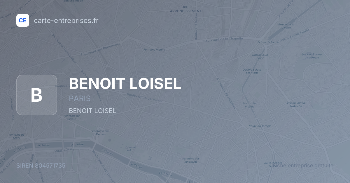 BENOIT LOISEL — 804571735 — fiche entreprise