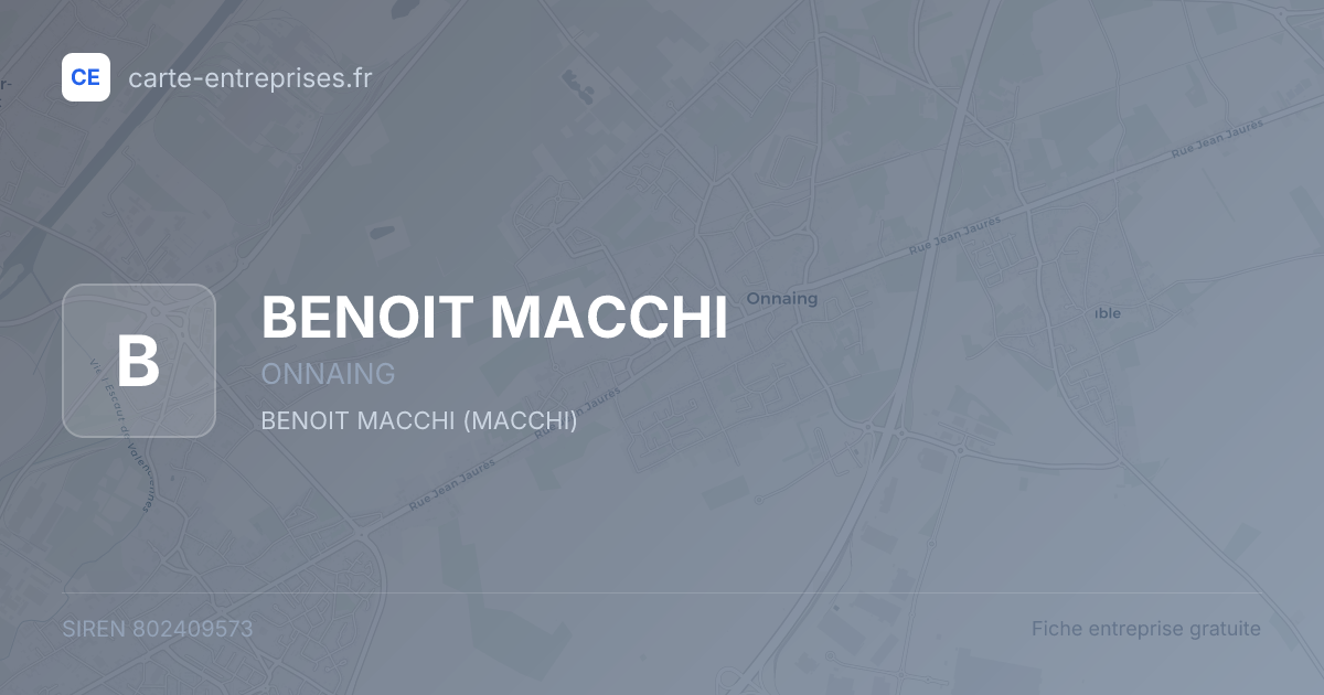 BENOIT MACCHI — 802409573 — fiche entreprise