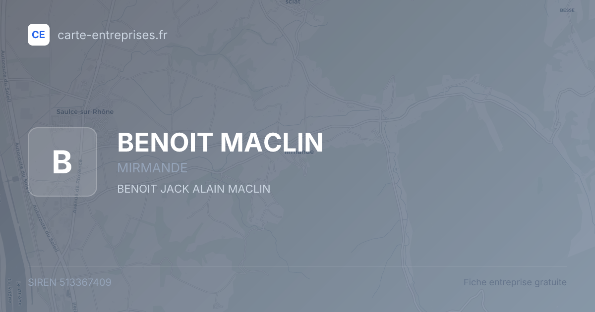 BENOIT MACLIN — 513367409 — fiche entreprise