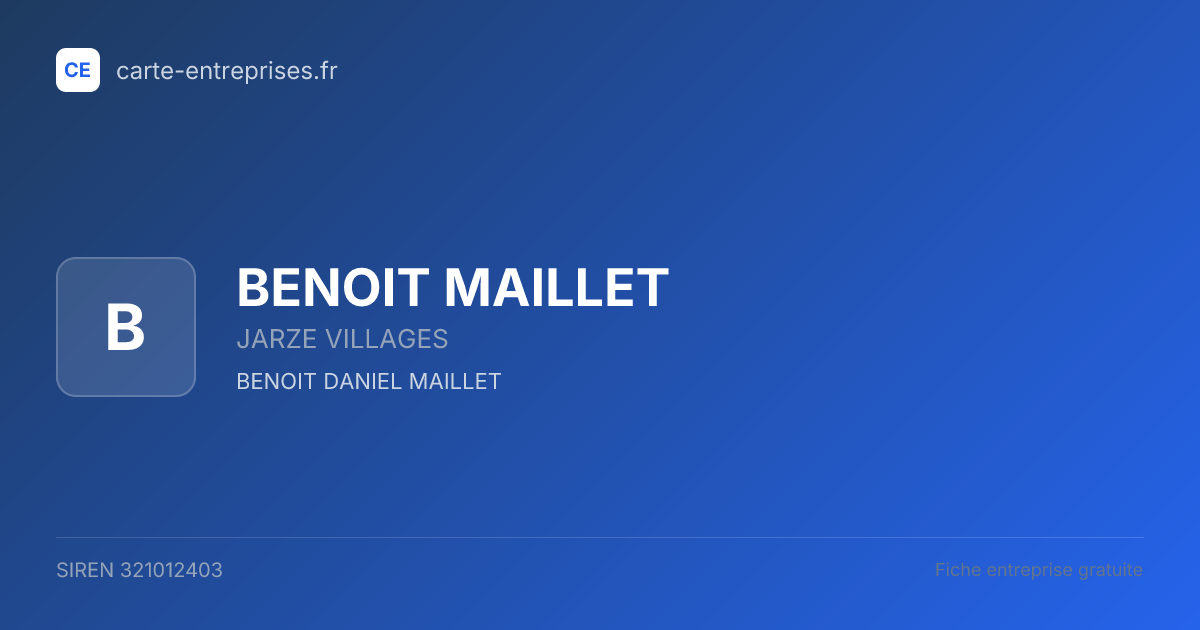 BENOIT MAILLET — 321012403 — fiche entreprise