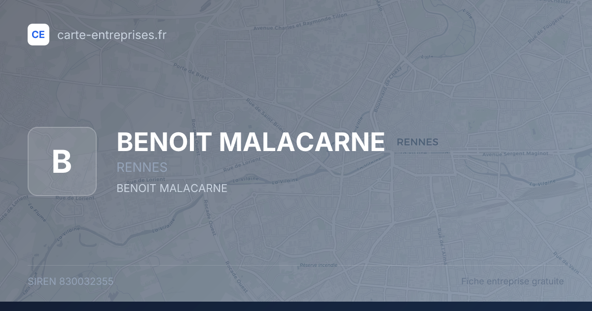 BENOIT MALACARNE — 830032355 — fiche entreprise