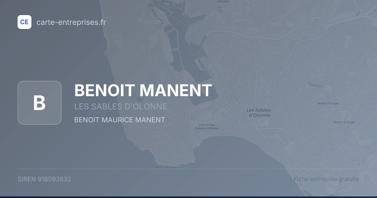 BENOIT MANENT — 918093832 — fiche entreprise