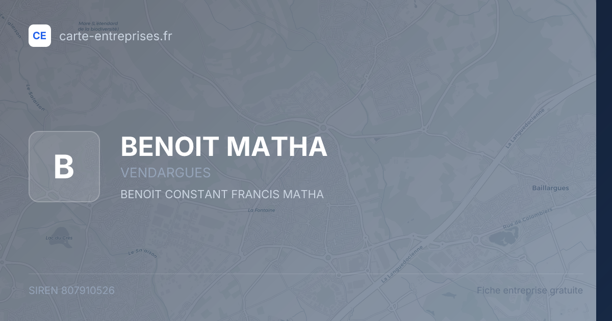BENOIT MATHA — 807910526 — fiche entreprise