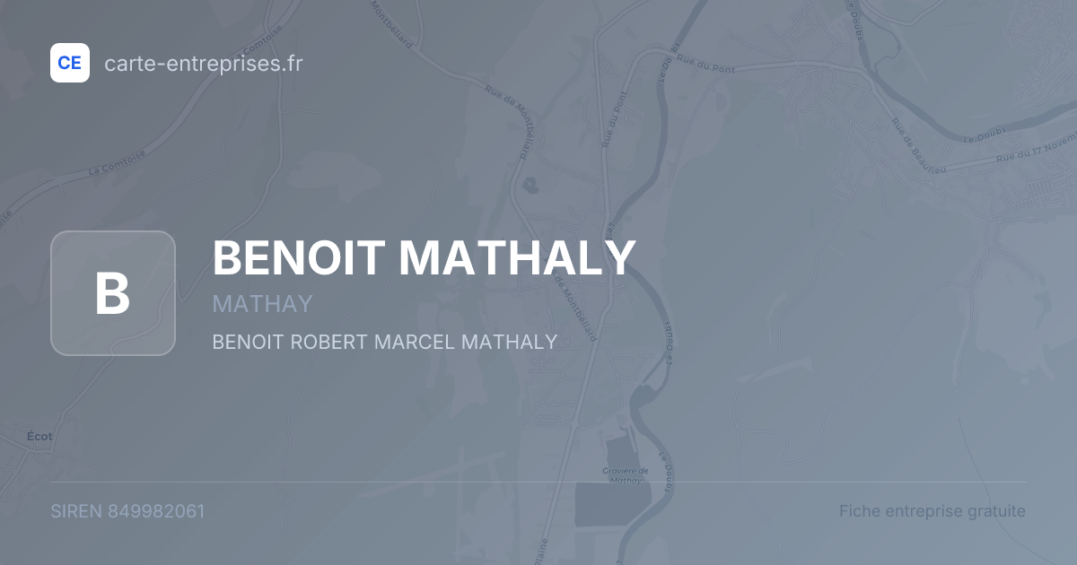 BENOIT MATHALY — 849982061 — fiche entreprise