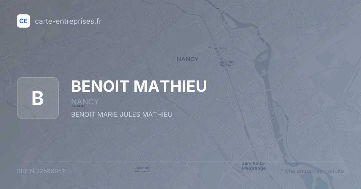 BENOIT MATHIEU — 325689511 — fiche entreprise