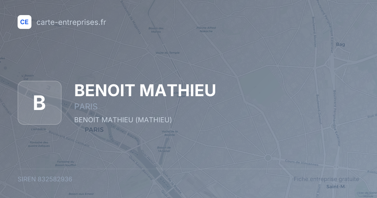 BENOIT MATHIEU — 832582936 — fiche entreprise