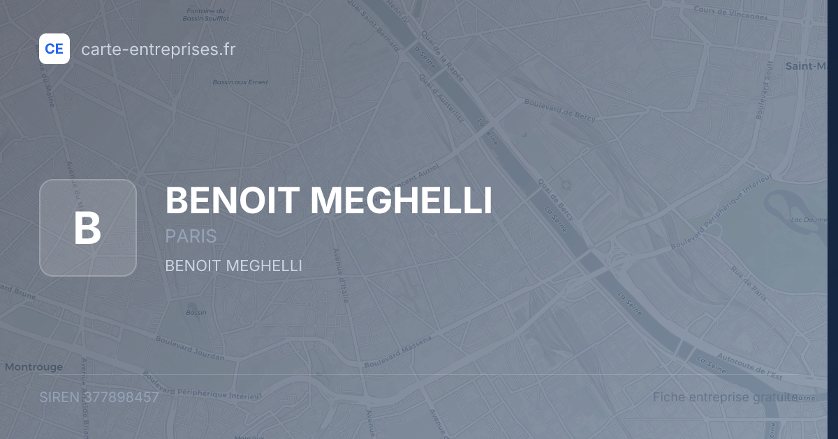 BENOIT MEGHELLI — 377898457 — fiche entreprise