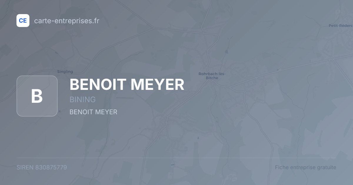 BENOIT MEYER — 830875779 — fiche entreprise