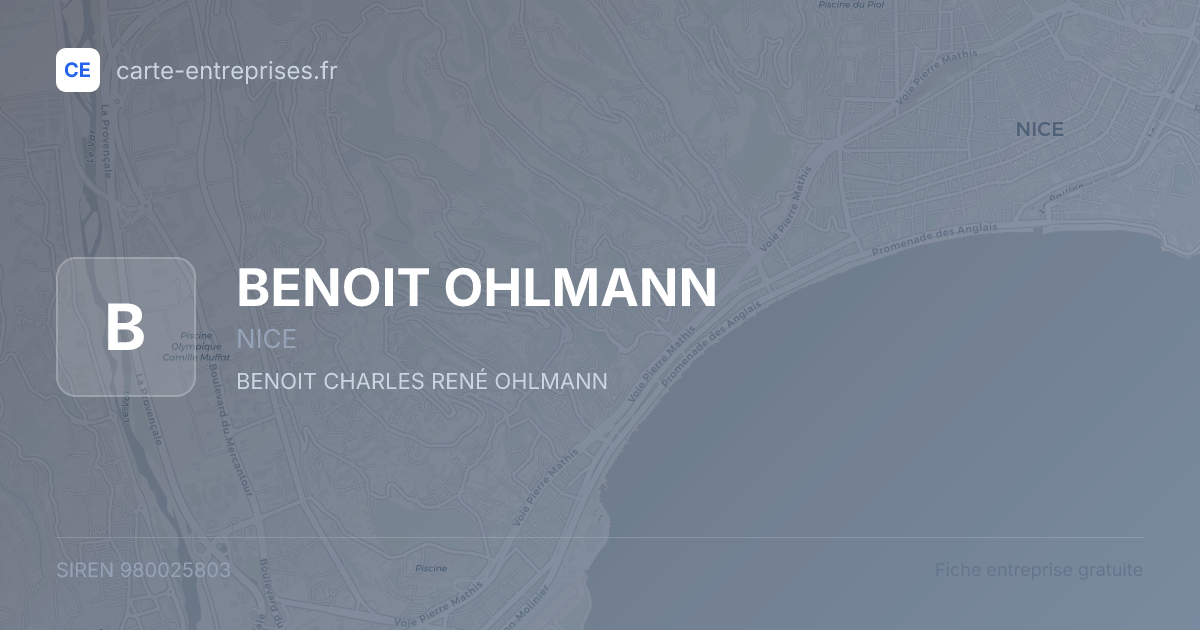 BENOIT OHLMANN — 980025803 — fiche entreprise