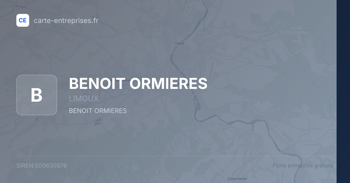 BENOIT ORMIERES — 500630876 — fiche entreprise