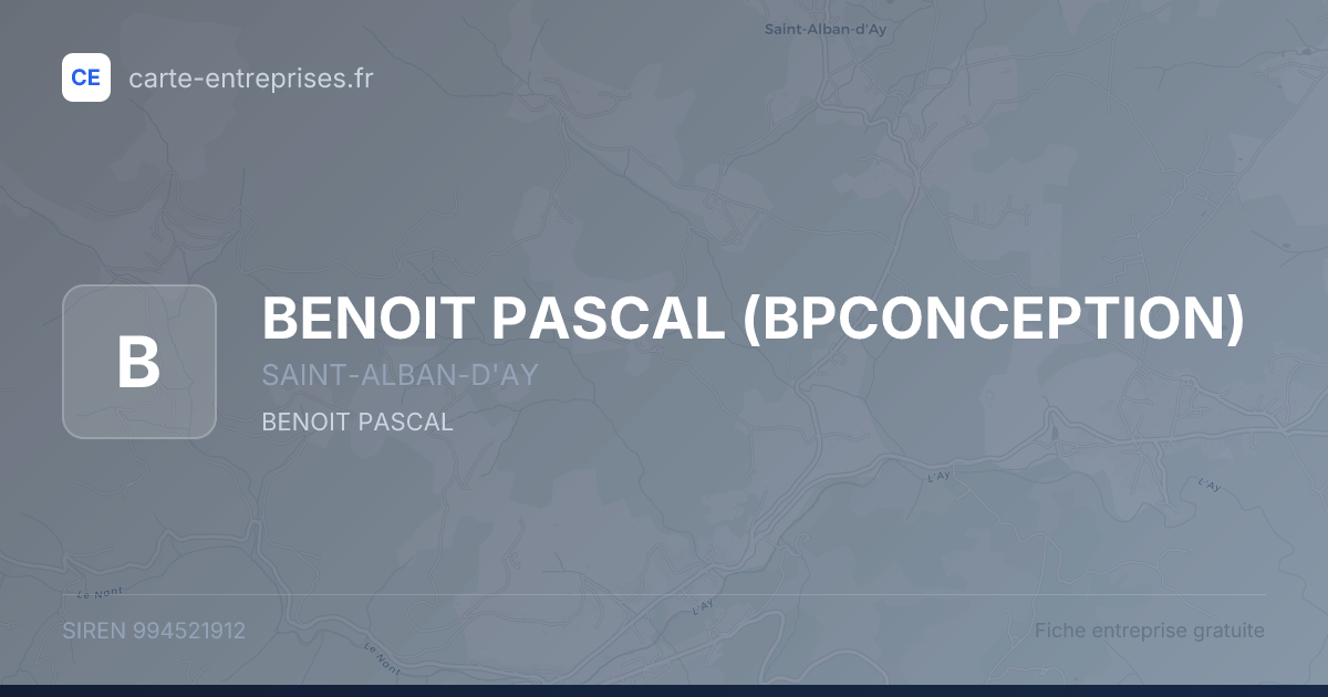BENOIT PASCAL (BPCONCEPTION) — 994521912 — fiche entreprise