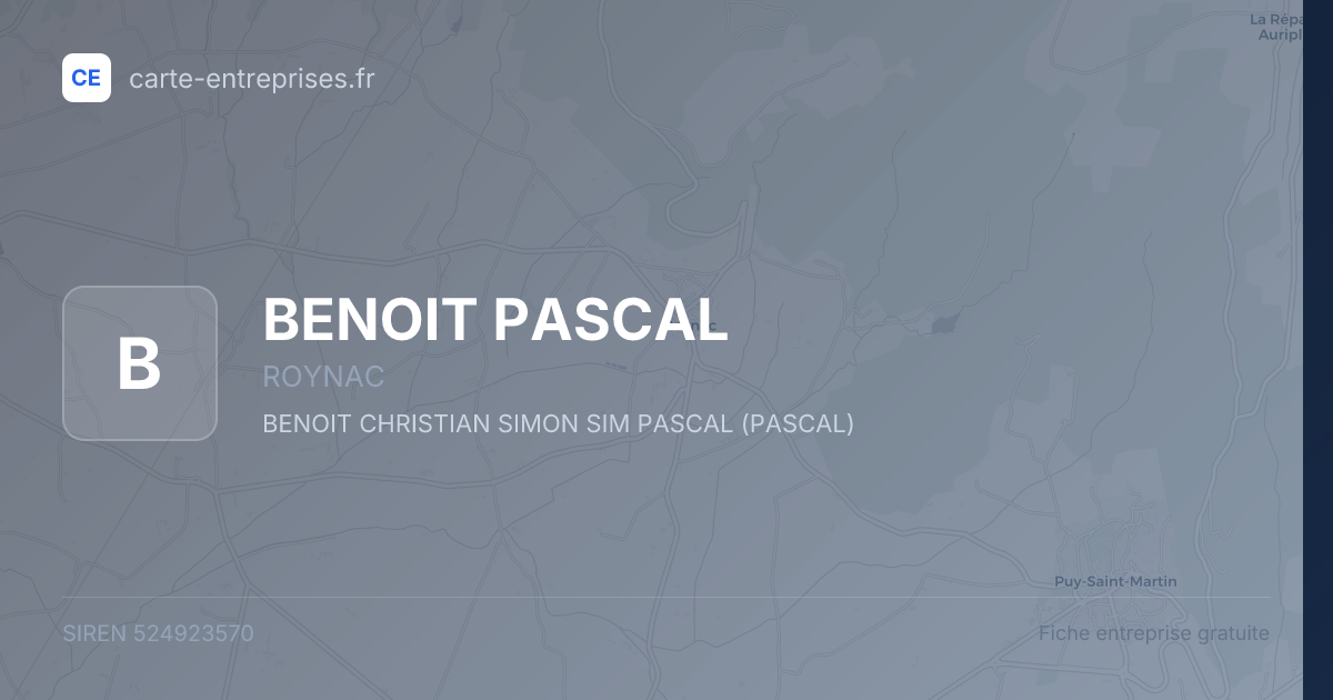 BENOIT PASCAL — 524923570 — fiche entreprise