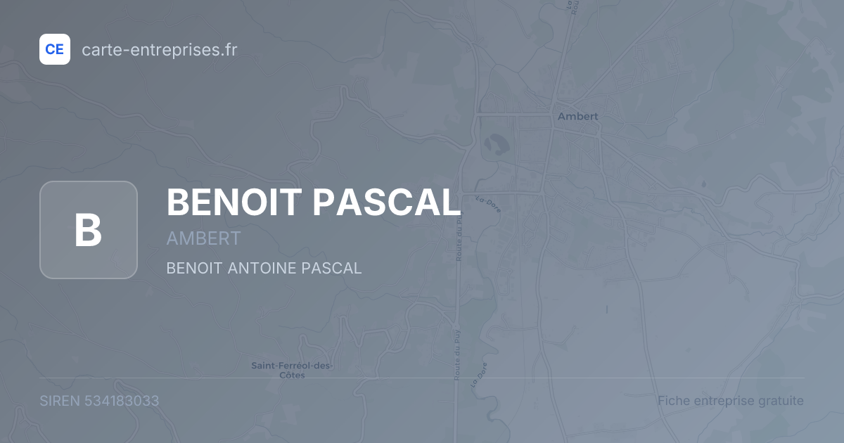 BENOIT PASCAL — 534183033 — fiche entreprise