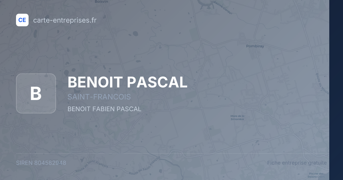 BENOIT PASCAL — 804582948 — fiche entreprise