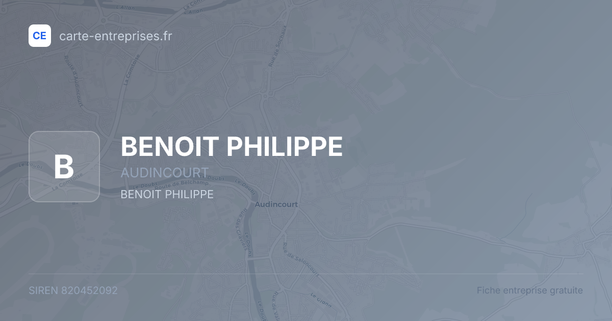 BENOIT PHILIPPE — 820452092 — fiche entreprise