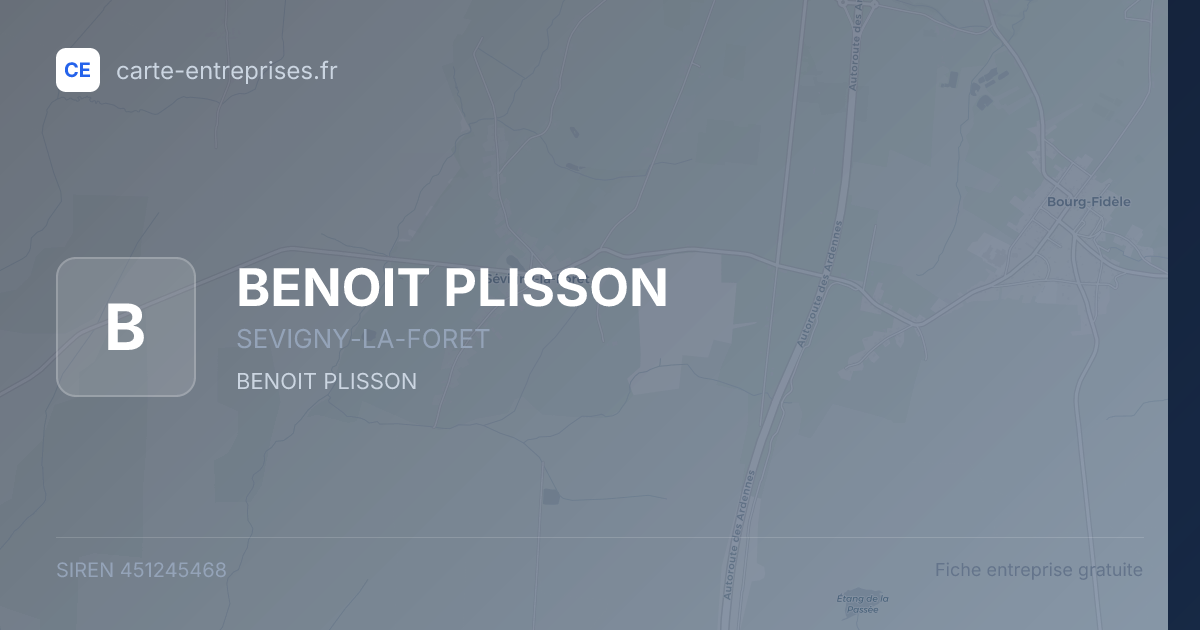 BENOIT PLISSON — 451245468 — fiche entreprise