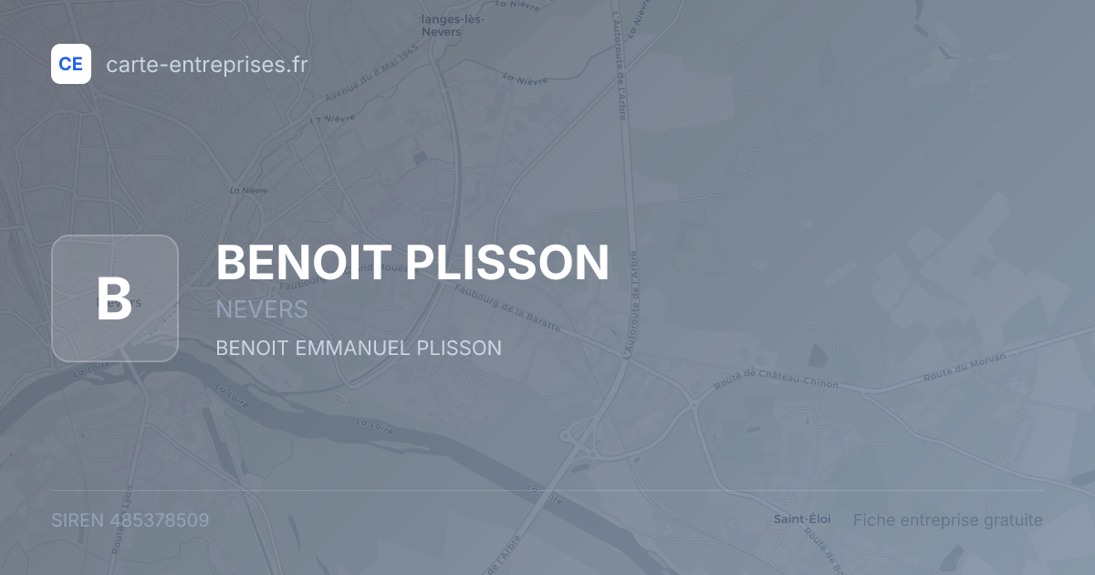 BENOIT PLISSON — 485378509 — fiche entreprise