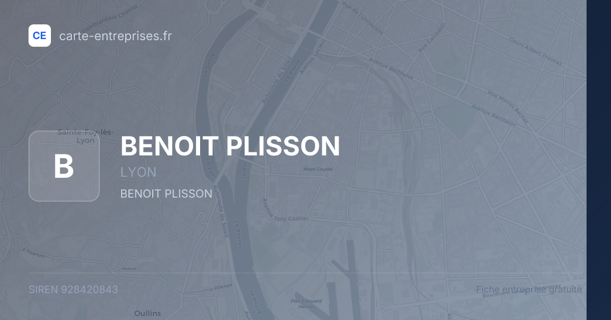 BENOIT PLISSON — 928420843 — fiche entreprise