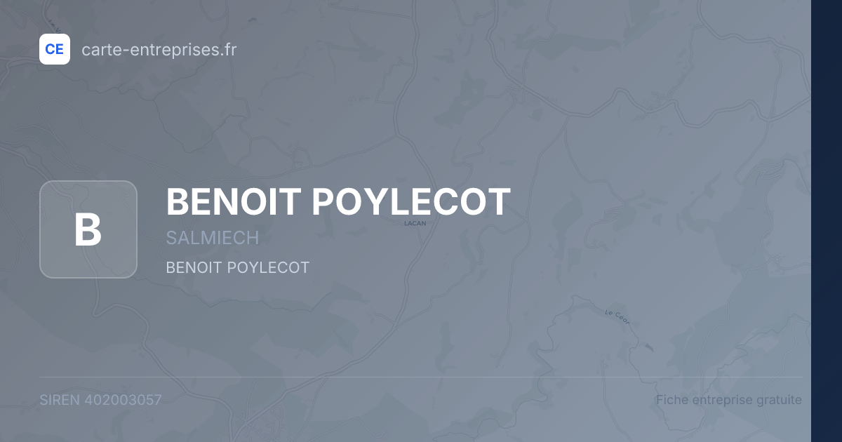 BENOIT POYLECOT — 402003057 — fiche entreprise