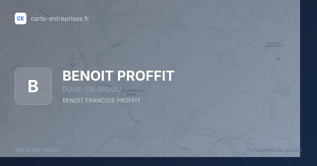 BENOIT PROFFIT — 314755554 — fiche entreprise