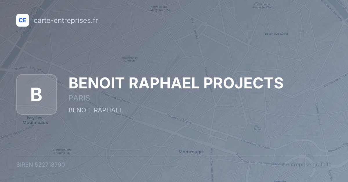 BENOIT RAPHAEL PROJECTS — 522718790 — fiche entreprise