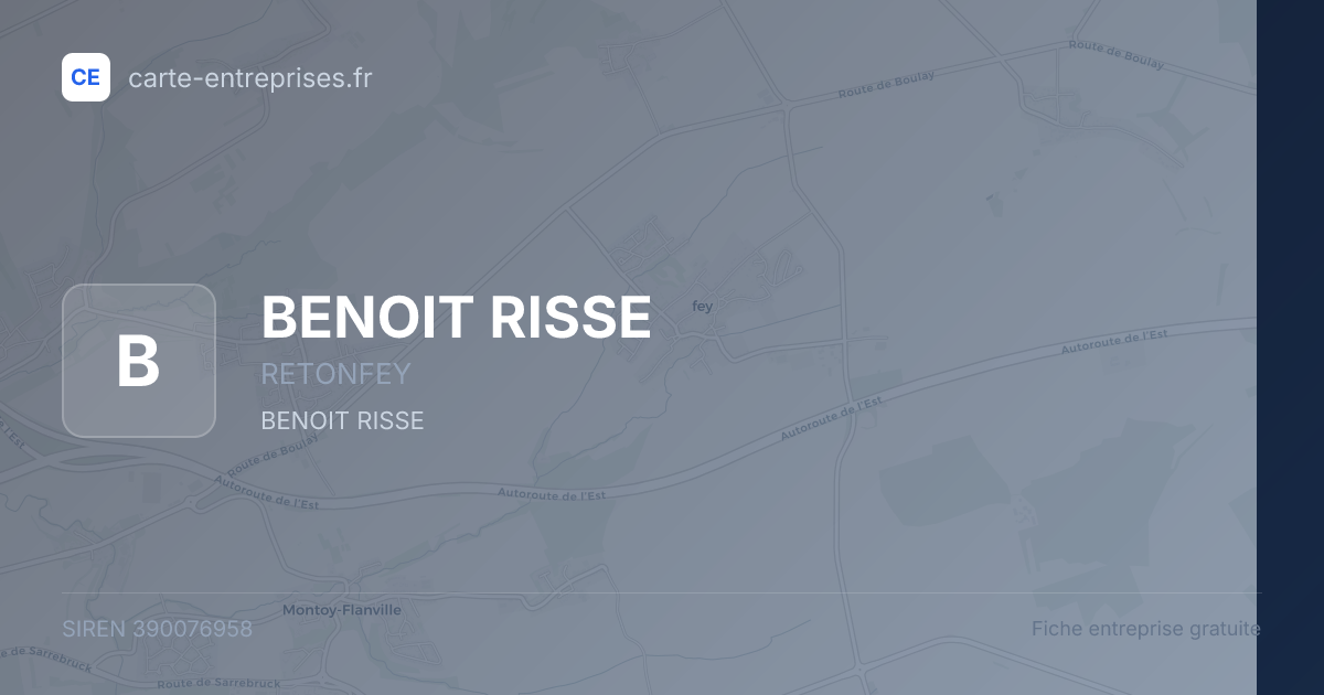 BENOIT RISSE — 390076958 — fiche entreprise