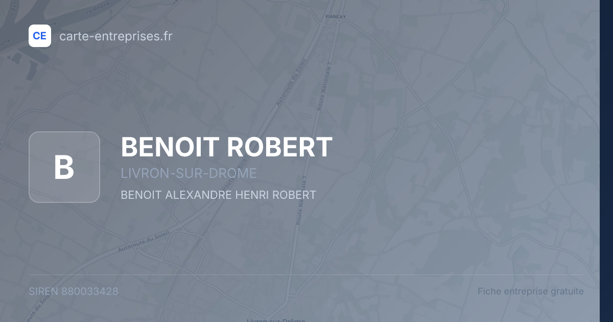 BENOIT ROBERT — 880033428 — fiche entreprise