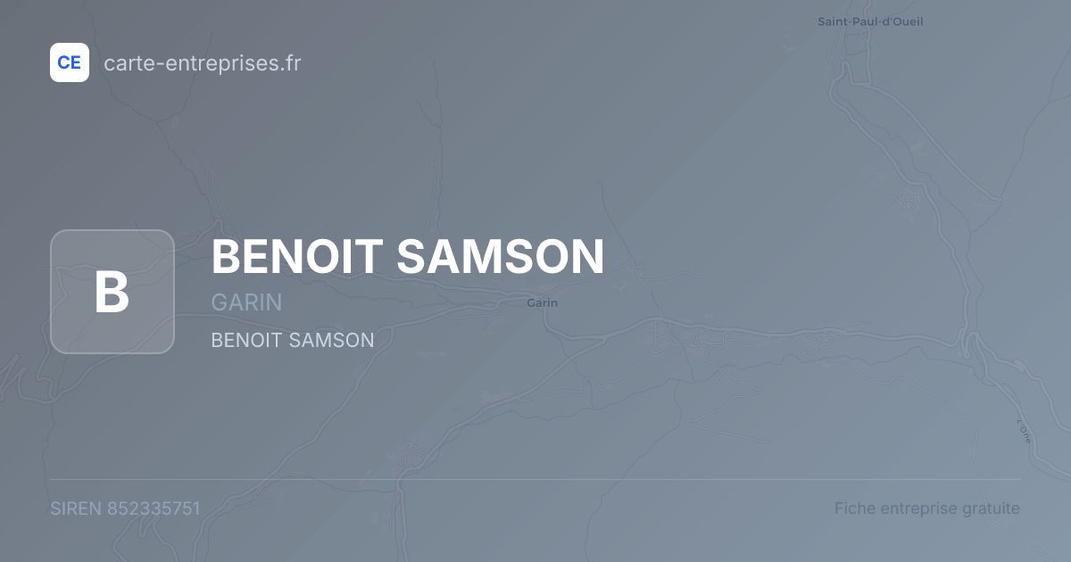 BENOIT SAMSON — 852335751 — fiche entreprise