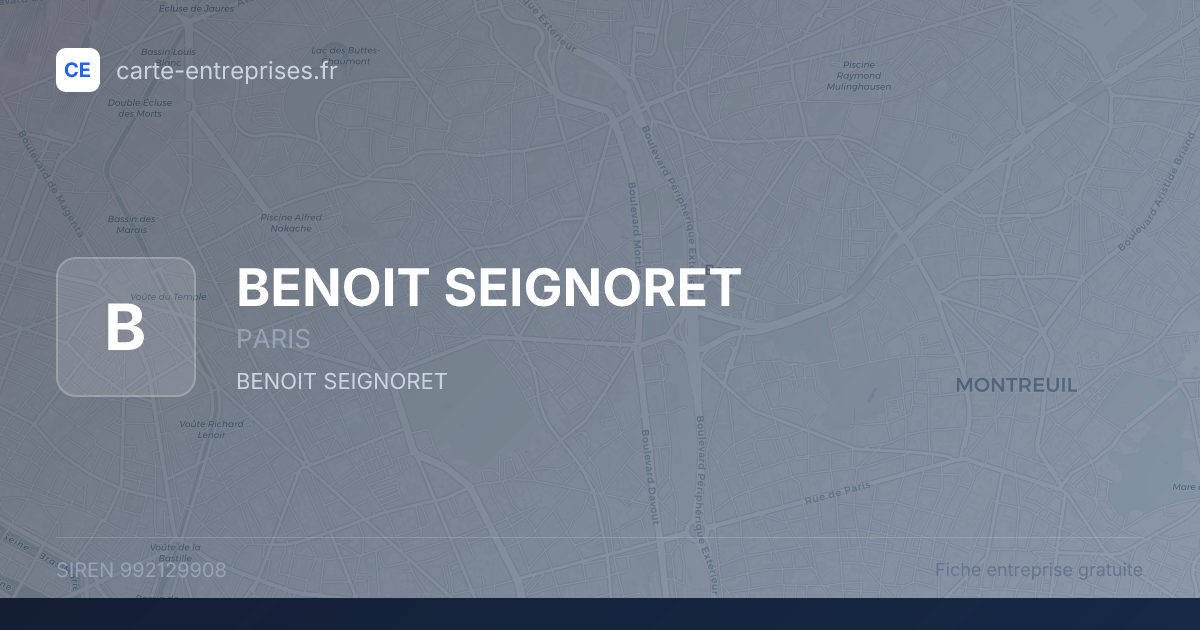 BENOIT SEIGNORET — 992129908 — fiche entreprise