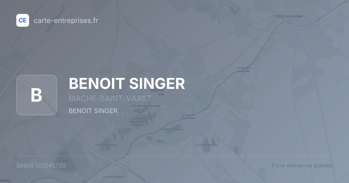 BENOIT SINGER — 301045720 — fiche entreprise